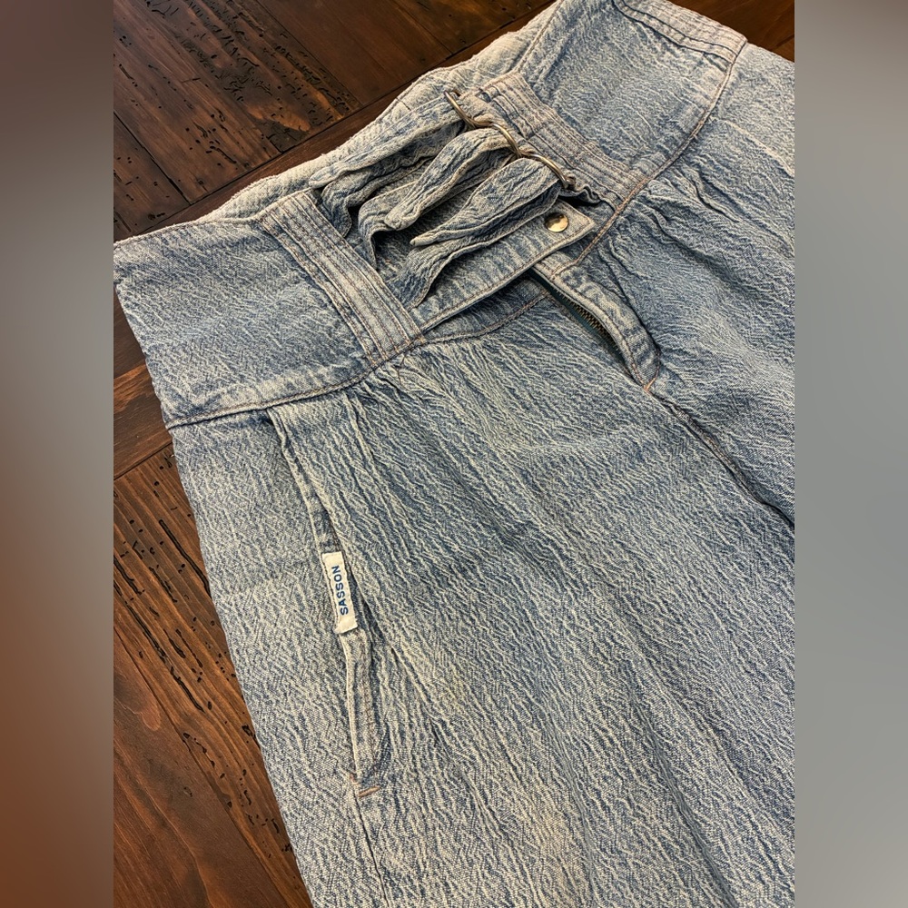 80s Sasson High-Waisted Jeans Triple Buckle Adjustable Leg Straight Wide Tapered - Picture 2 of 6